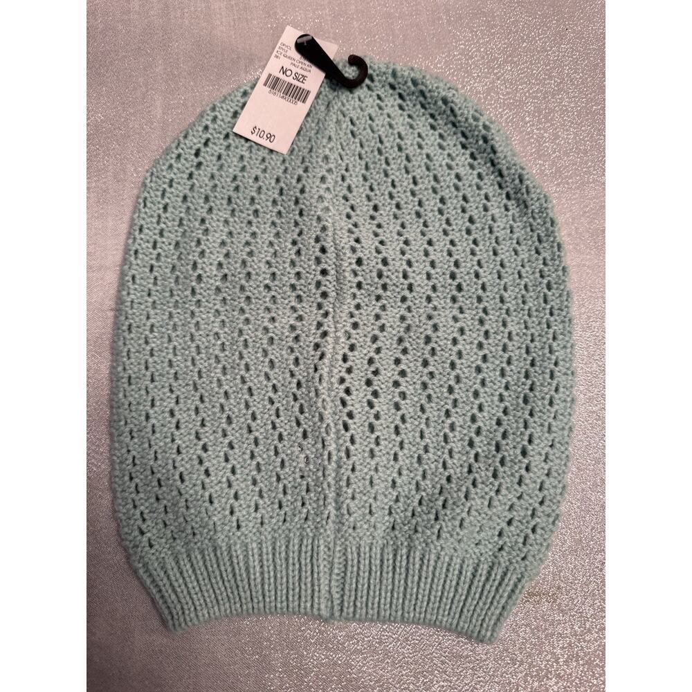 NWT Baby Blue Beanie Knit Teal Women's Hat Slouchy Cozy Comfy